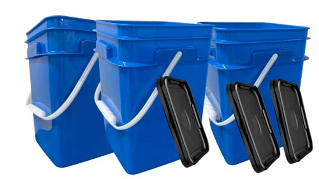 5 Gallon Blue Plastic Bucket Only - Durable 90 Mil All Purpose Pail - Food  Grade Buckets NO LIDS Included - Contains No BPA Plastic - Recyclable - 6