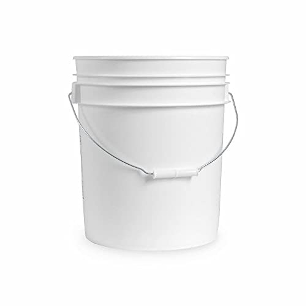 5 Gallon White Plastic Bucket Only - Durable 90 Mil All Purpose Pail - Food Grade Buckets No Lids Included - Contains No BPA Plastic - Recyclable 