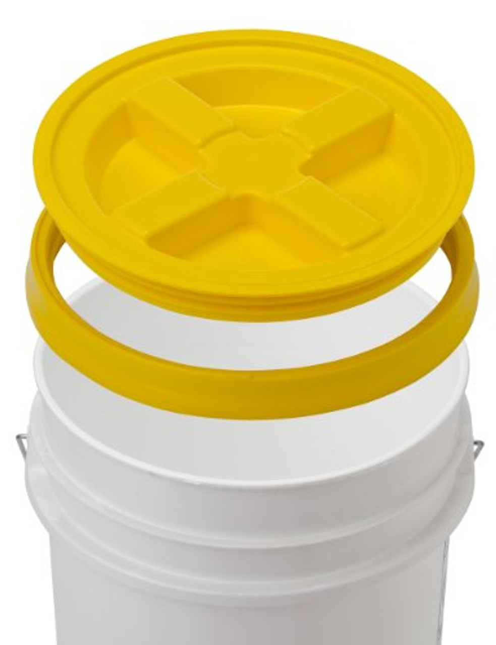 Bucket Kit Five Colored 5 Gallon Buckets with Matching Gamma Seal Lids (One Each Blue Red Yellow White Black)