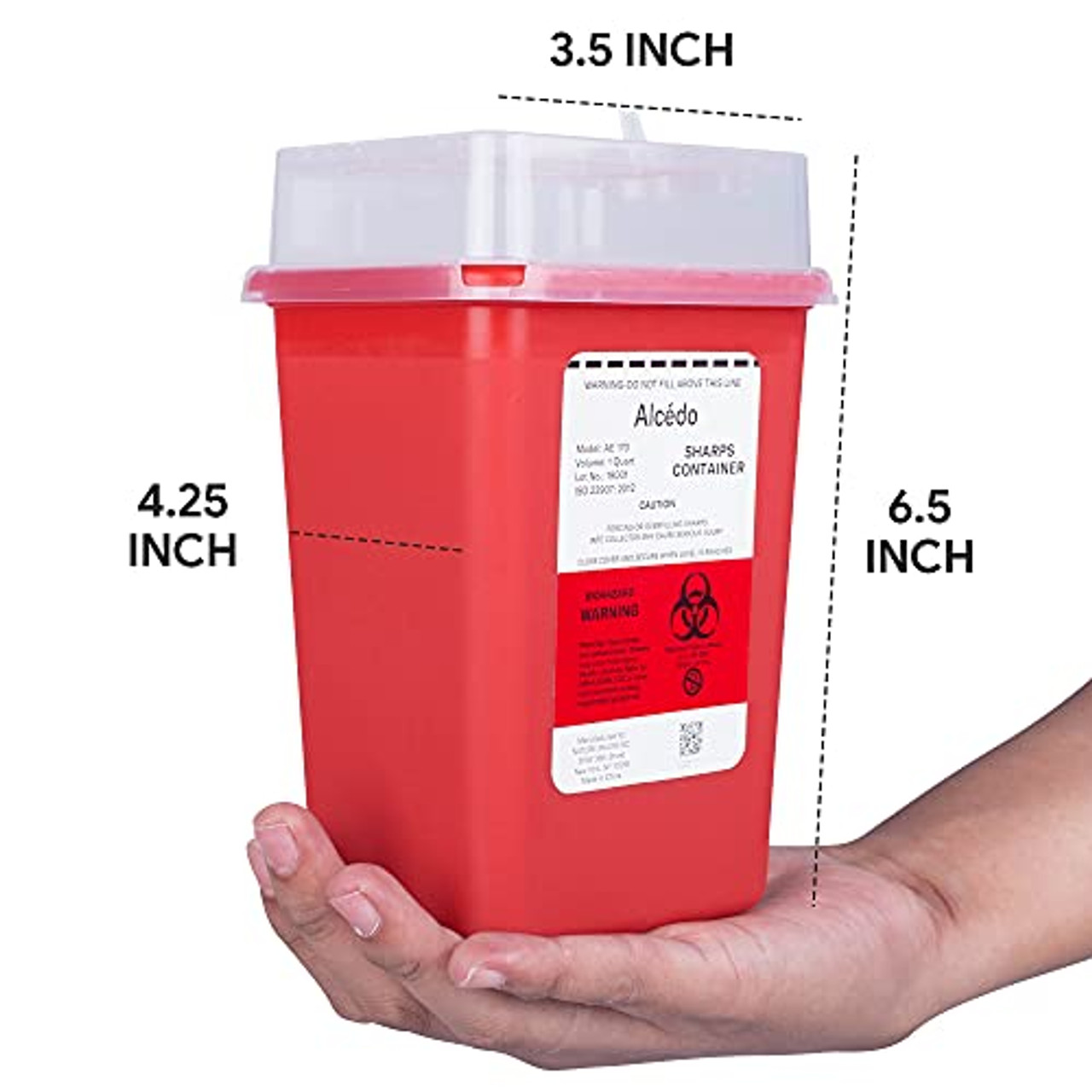 Alcedo Sharps Container for Home Use and Professional 1 Quart (5-Pack),  Biohazard Needle and Syringe
