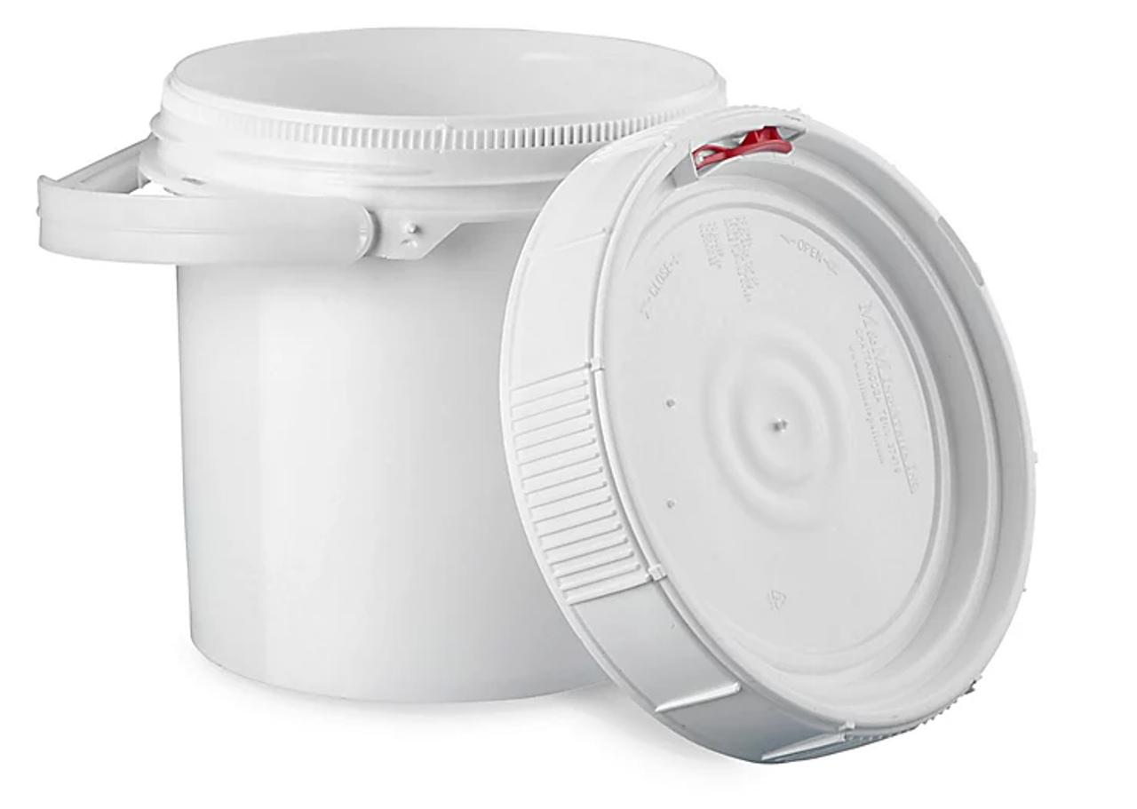 2.5 Gallon White BPA Free Durable Food Grade Bucket With White Screw Lid -  5 PACK