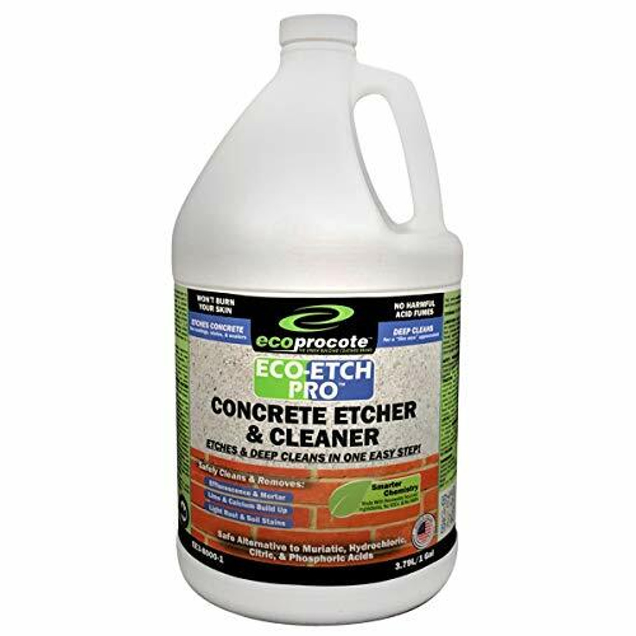 Eco-Etch Pro Concrete Etcher, Concrete Cleaner, Efflorescence Remover, No  Fumes, Will Not Burn Skin - Safer Than Muriatic Acid, Will Not Harm  Vegetation, 1 Gallon