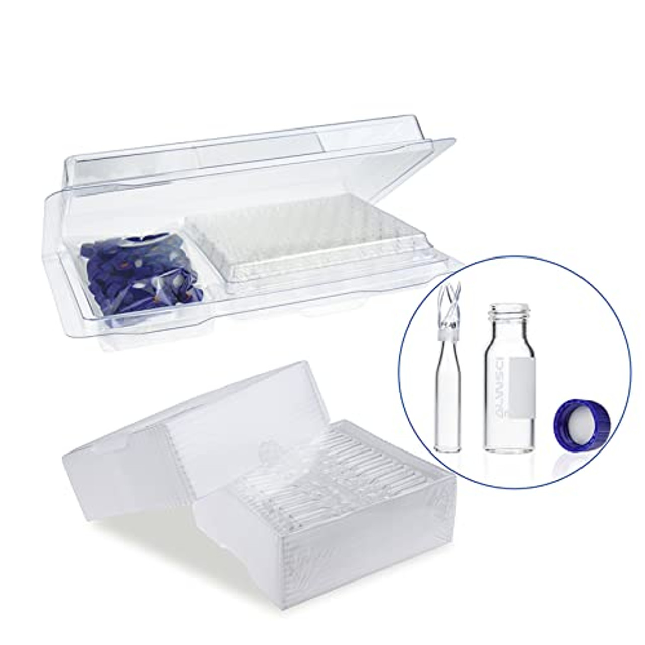 2ml Clear Plastic Vial with 300µL Insert Volume (Fixed Insert),HPLC  Autosampler Vials, 100/PK