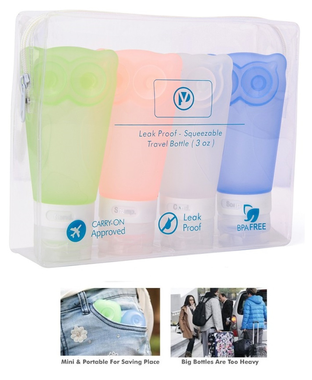 Travel Bottles Leak Proof Travel Toiletry Silicone Bottles set of 4 pack