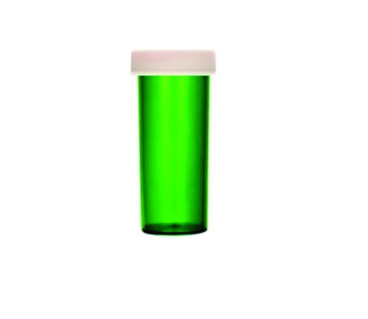 green medicine bottle style stash container with child proof lid