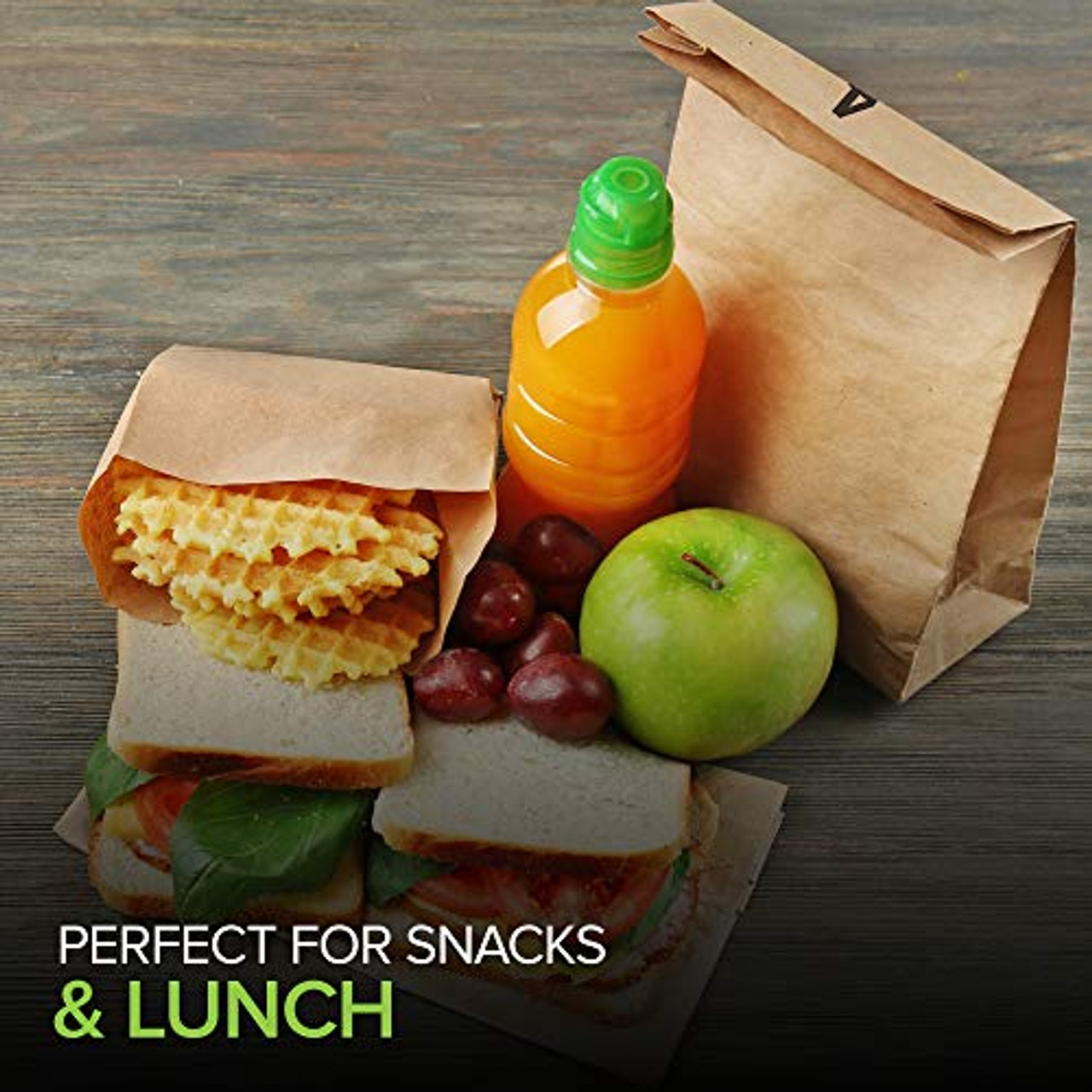 Kraft Paper Lunch Bags, 5 X 3-1/8 X 9-3/4 Inch paper Bread Bags sandwich  bags Grocery Brown Bags Paper Snack Bags, Arts/School Bags Gift Party(100  PACK) Made in USA 