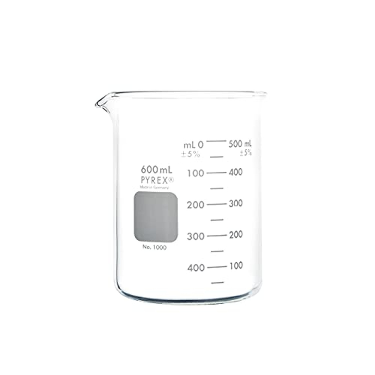 PYREX Griffin Borosilicate Glass Beaker- Low Form Graduated Measuring  Beaker with Spout– Premium Scientific Glassware for