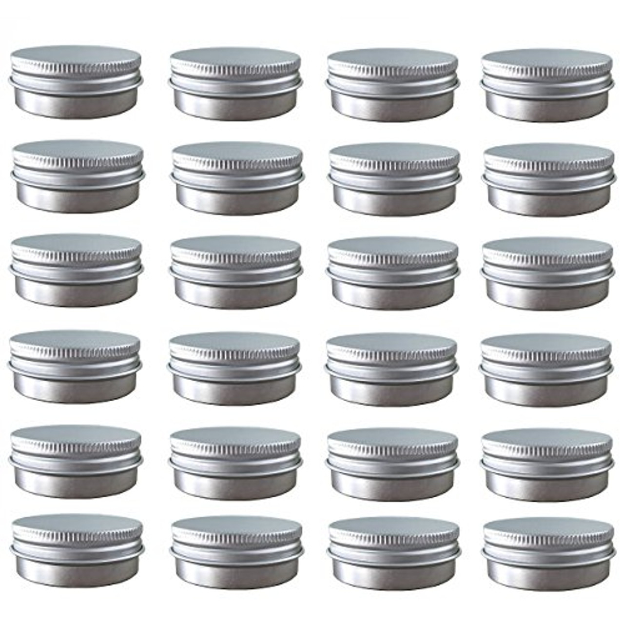 24 Pack (2 Oz/60ml) Screw Top Round Aluminum Tin Cans, Metal Tin Storage  Jar Containers with Screw Cap for Lip Balm, Cosmetic, Candles, Salve, Make  Up, Eye Shadow, Powder, Tea