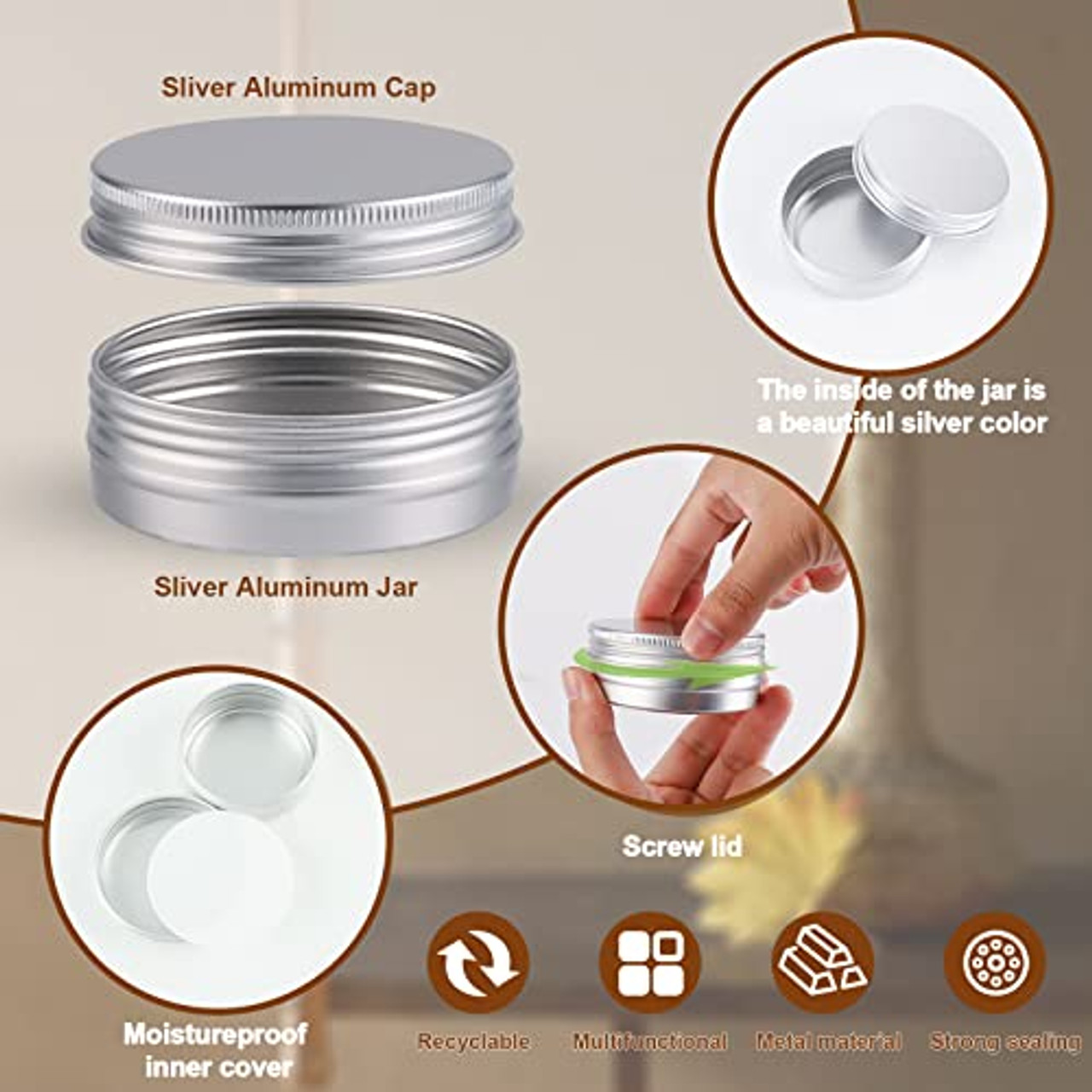 24 Pieces Round Tin Containers 4 oz Metal Tins Cans Aluminum Tin Storage  Cans with 10 Sheets Label Sticker for Salve Spice Candy Candle Kitchen  Small