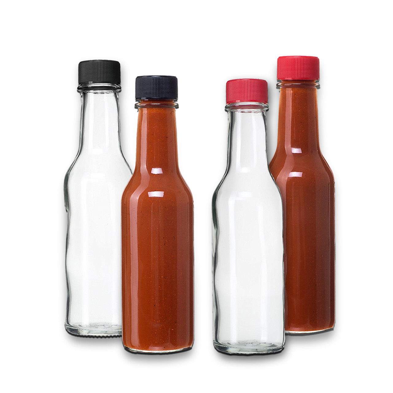 Glass Bottles, 5 oz Clear Glass Hot Sauce Woozy Bottles with Lids - 6 -  Grow and Make