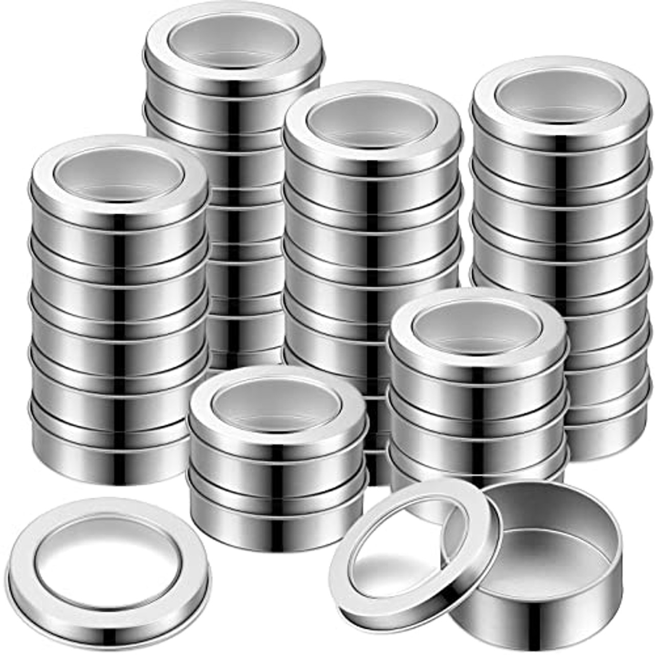 Lot of 24 Mimi Metal Tins - 10 Oz. Deep Round Screw Top Tin Containers -  Silver