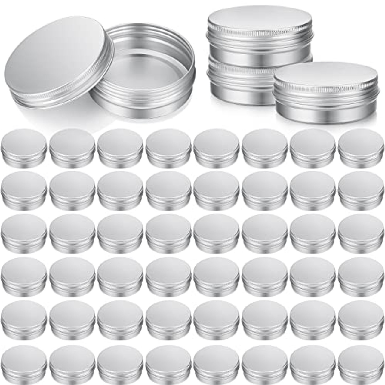 64 Pieces Screw Top Round Tin Cans Aluminum Tin Jar with Screw Lid, Lip  Balm Tin Containers Bottle Empty Travel Cosmetic Sample Tin Cans Container  for