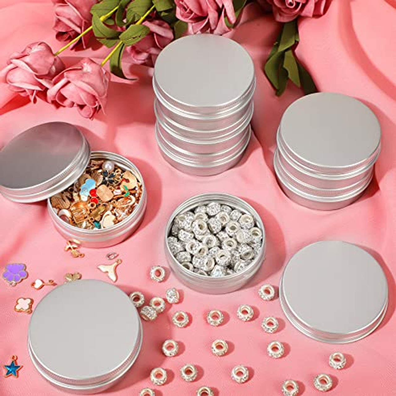 64 Pieces Screw Top Round Tin Cans Aluminum Tin Jar with Screw Lid, Lip  Balm Tin Containers Bottle Empty Travel Cosmetic Sample Tin Cans Container  for