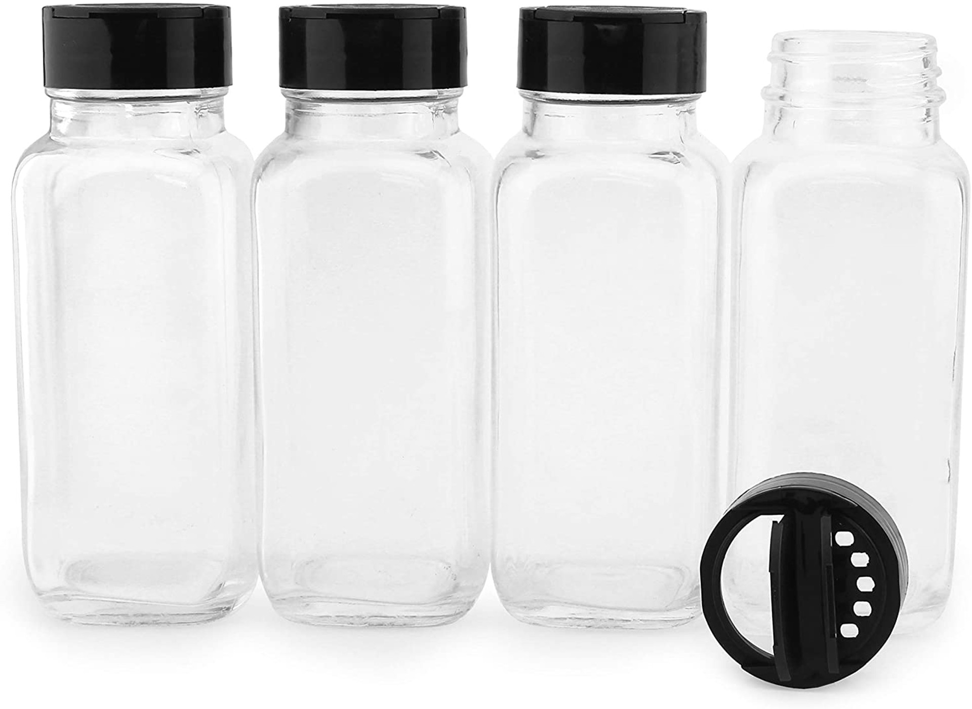 Set of 12 Square Glass Spice Jars with Shaker Tops, Chalkboard Labels