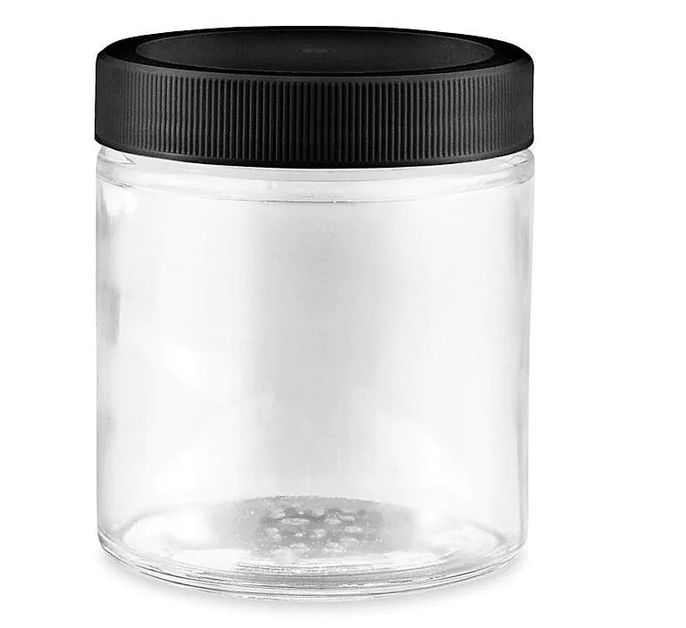 2 oz StraightSided Glass Jars Black Metal Lid 24/case
