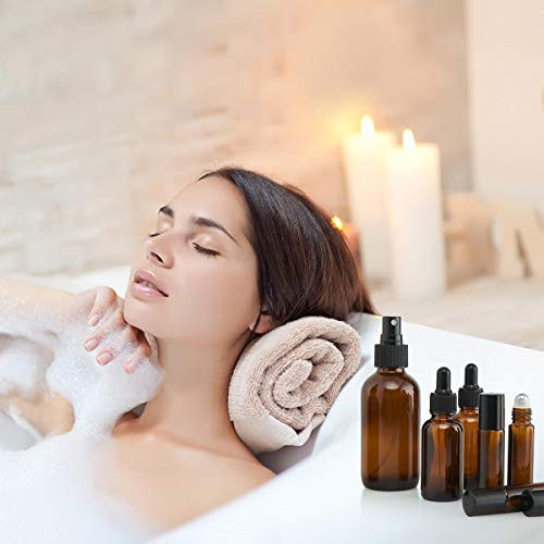 Frosted Glass Amber Spray Bottles Reusable, Durable Glass, UV