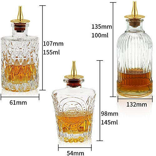 Bitters Bottle Set of 6 Glass Dasher Bottles to Store and Dash