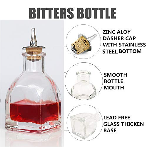 Bitters Bottle Set - Glass Vintage Bottle, Decorative Bottles with Zinc ...