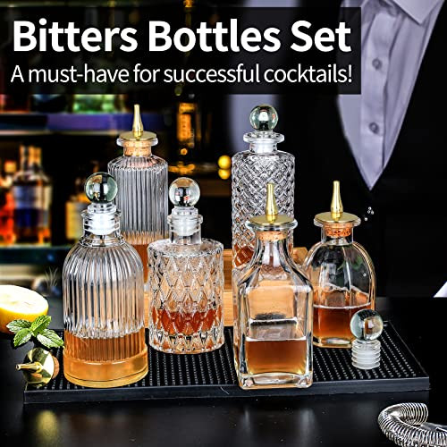 Bitters Bottle Set of 6 Glass Dasher Bottles to Store and Dash