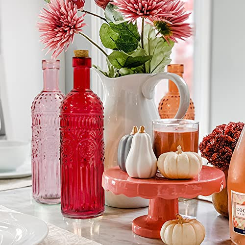 Vintage Vase Decorative Glass Vases, Embossed Colored Glass Bottles