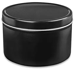 Deep Metal Tins - Round, 16 oz, Solid Lid, Black-Pack of 48