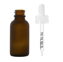 1 oz FROSTED AMBER Glass Bottle w/ White Calibrated Glass Dropper