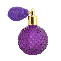 1pcs 100ml Vintage Perfume Bottle Short Spray Atomizer Refillable Empty Glass (Purple)