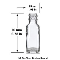 1/2 oz (15ml) CLEAR Boston Round Glass Bottle