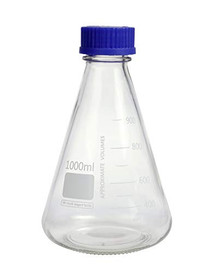 6 Pack Moonetto 1000ml Narrow Mouth Pyrex Graduated Lab Erlenmeyer Glass Flask with Blue Screw Cap