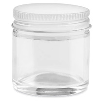 1 oz Straight-Sided Glass Jars - White Metal Lid - 48/case