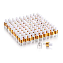 100,1ml (1/4 dram) Clear Glass Dropper Bottle,Empty Essential Oil Dropper Bottle Mini Glass Eye Dropper Vials With Pipette For Travel,Sample Test Perfume Liquid Container-1 Funnel&3 Dropper included