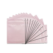 100 Pack Mylar Bags - 4 x 6 Inch Resealable Smell Proof Bags Foil Pouch Flat Bag with Front Window Pink