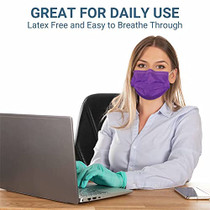 Face Mask Disposable of 100 Pcs 3 Layer Dust Safety Masks Christmas Mouth Cover for Adult Men & Women Purple