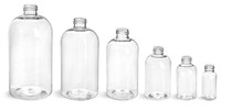  1 oz Clear PET plastic boston round bottle with 20-410 neck finish - Case of 990