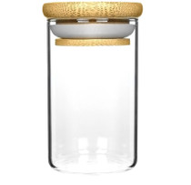 10oz Wooden Lid Suction Glass Jars- 14 Grams-80 Count 