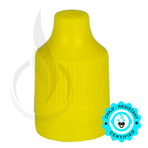 Yellow CRC (Child Resistant Closure) Tamper Evident Bottle Cap with Tip
