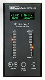 EMFields Acoustimeter AM11 EMF Meter, EMF Detector Now Measures 5G, Widest Spectrum 0.2-8.0GHz, Measure Peak and Average RF Exposure, Built-in Speaker