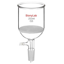 StonyLab Borosilicate Glass Buchner Filtering Funnel with Fine Frit(G3), 76mm Inner-Diameter, 80mm Depth, with 24/40 Standard Taper Inner Joint and Vacuum Serrated Tubulation (250ml)