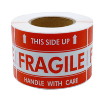 Fragile Stickers 1000 labels - This Side Up - 3 x 5 Inches - Handling Labels (2 Rolls, 500/roll)