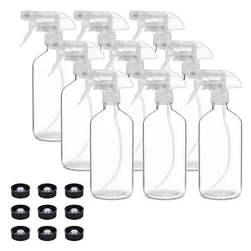 Empty Amber Glass Spray Bottles with Labels (6 Pack) 16oz Refillable