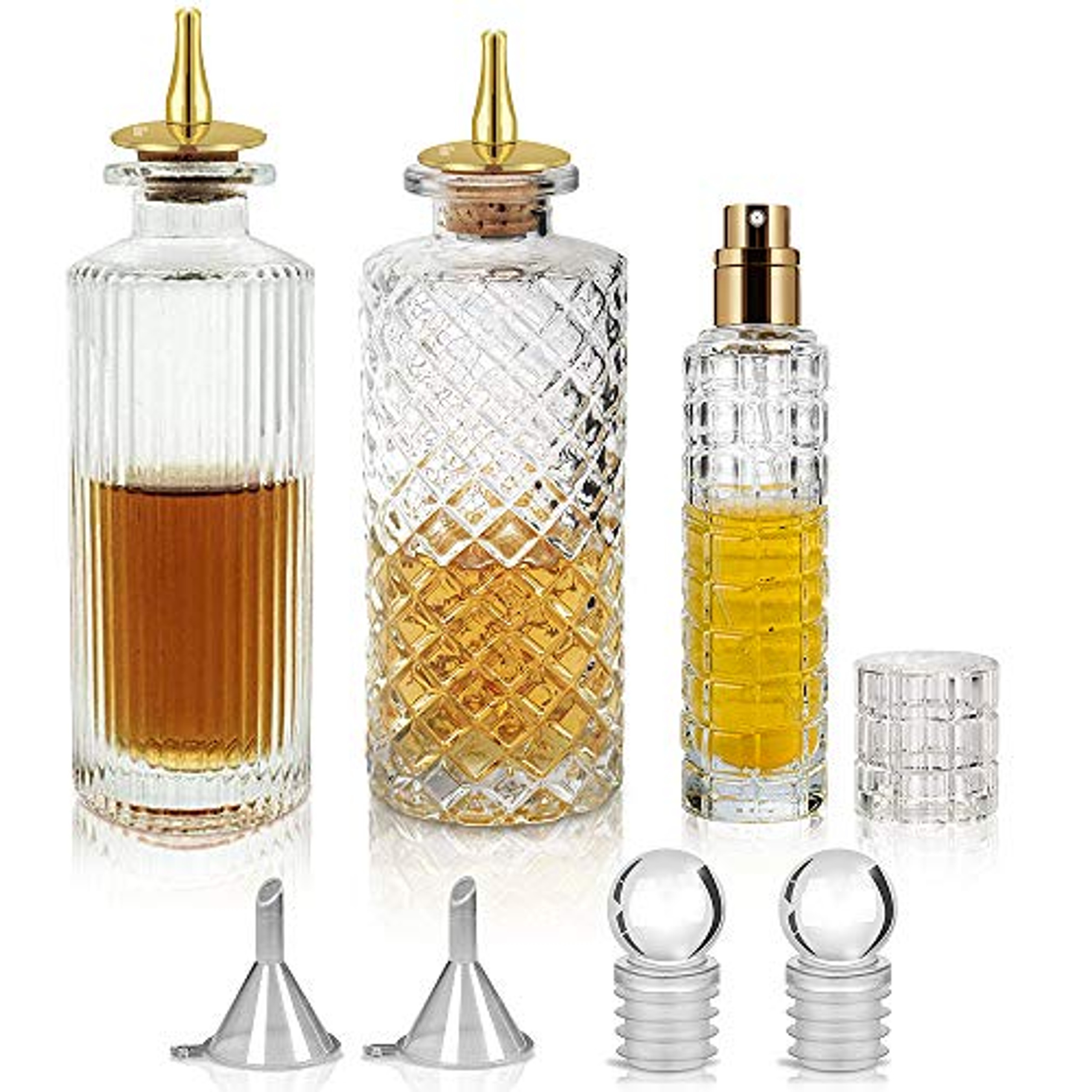 Bitters Bottle Set of 3 Glass Bitter Bottle with Dash Top, Great