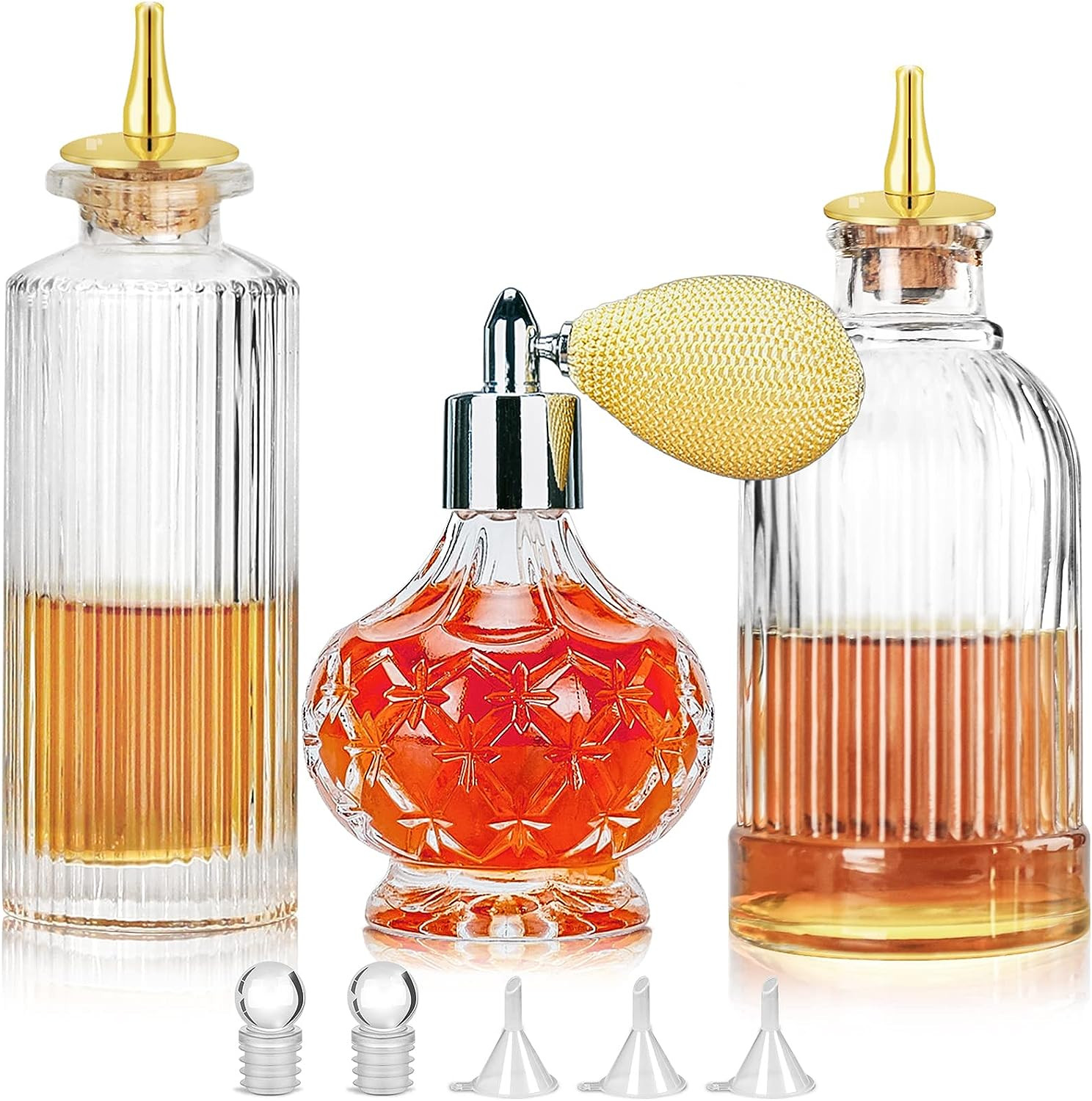 Bitters Bottle Set of 3 Glass Bitter Bottle with Dash Top, Great