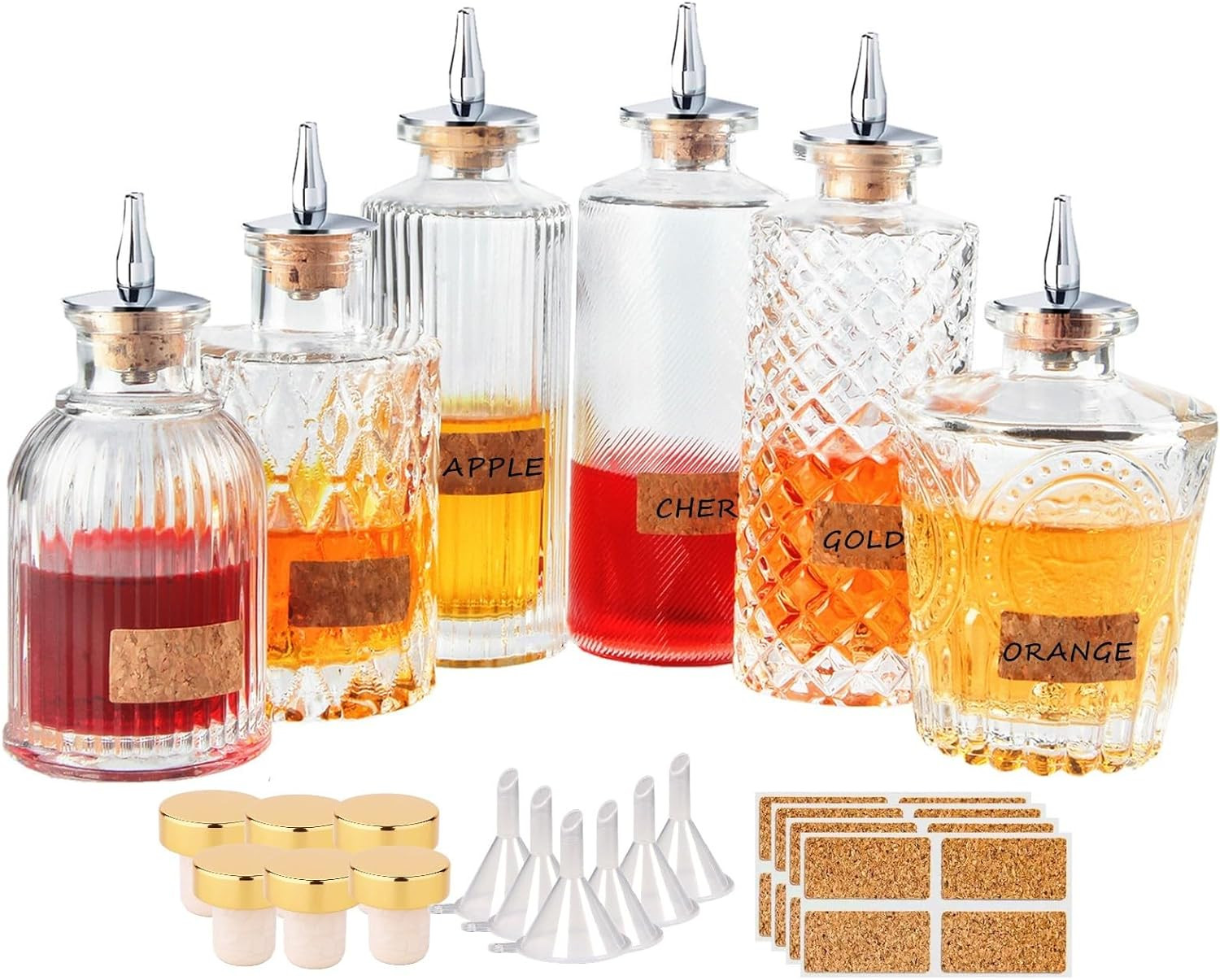 Bitters Bottle Set of 6 - Glass Dasher Bottles to Store and Dash ...
