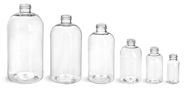 8 oz clear glass boston round bottle with 24400 neck finish Set of 72