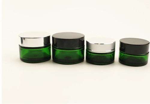 Download 1 Oz Glass Green Cream Jar With White Insert And Black Lid Pack Of 24