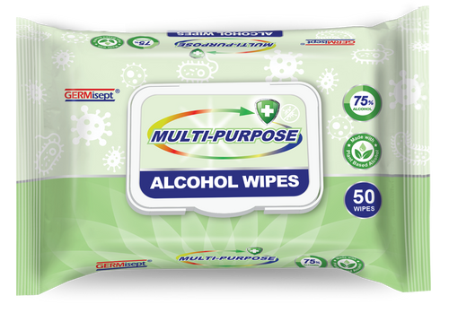 Germisept XL Multi-Purpose Alcohol Sanitizing Wipes Enriched with Aloe Vera -50 Wipe Packs