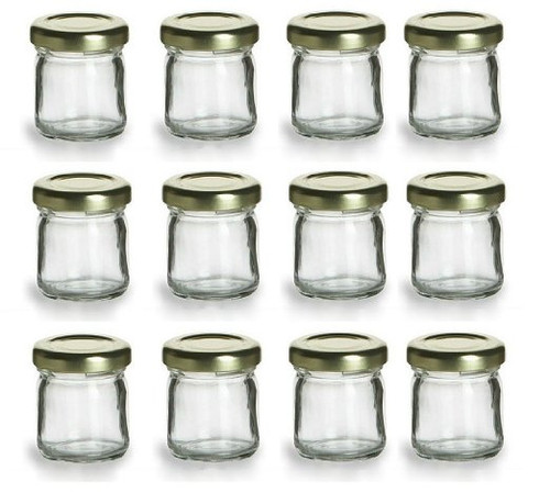 12 pcs , 1.5 oz Mini Glass Jars for Jam, Honey, Wedding Favors, Shower Favors, Baby Foods, DIY Magnetic Spice