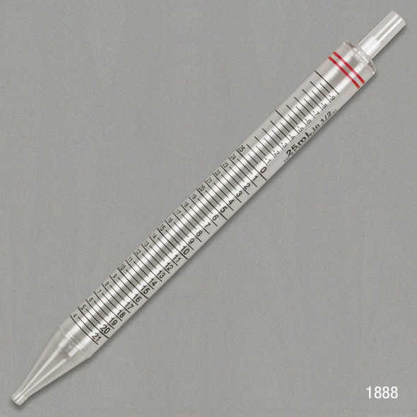 Serological Pipette, 25mL, PS, Short Style, 230mm, STERILE, Red, Individually Wrapped