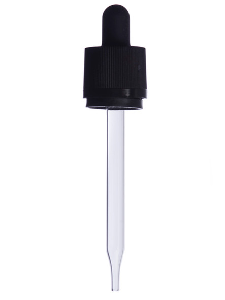 50ml Black Child-Resistant Tamper-Evident Dropper (fits 2 oz glass euro bottles)