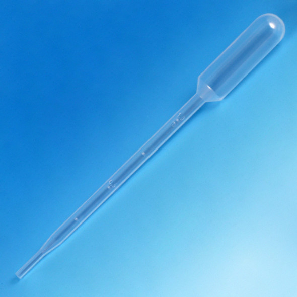 Transfer Pipet, 5.0mL, Large Bulb, Graduated to 1mL, 145mm, STERILE, Cellophane Wrap, 20/Bag, 20 Bags/Unit